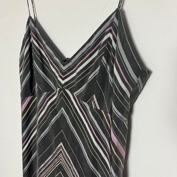 Vintage Y2K J. Crew gray and pink chevron midi dress silk blend size 10 - Picture 3 of 4